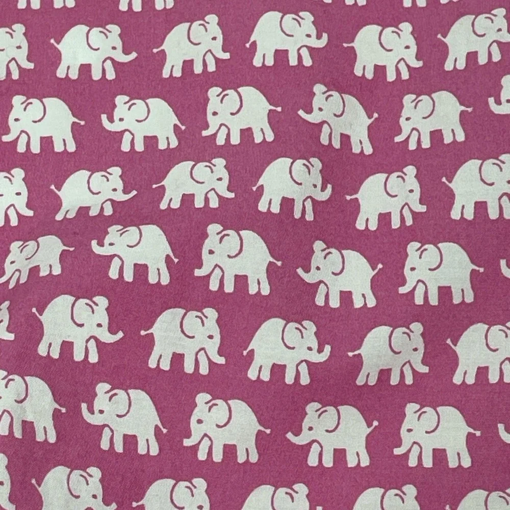 Pottery Barn Kids Flat Sheet Twin Size Pink White Elephants Animal Print Organic
